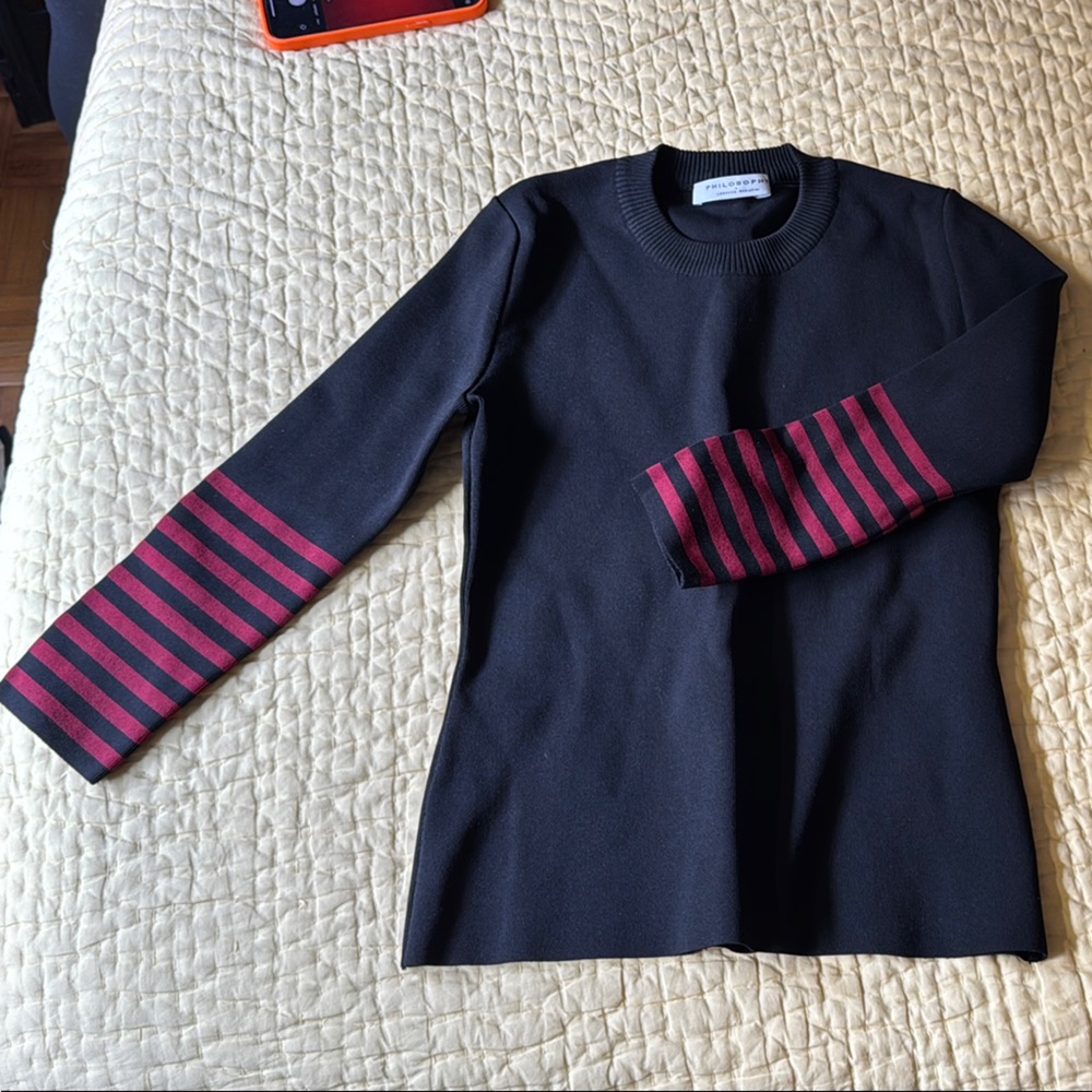 Philosophy Black and Red Striped Sweater